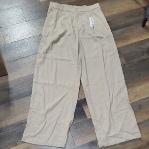 WILLIT Linen Cotton Blend Tan Wide Leg Pants with Relaxed Fit